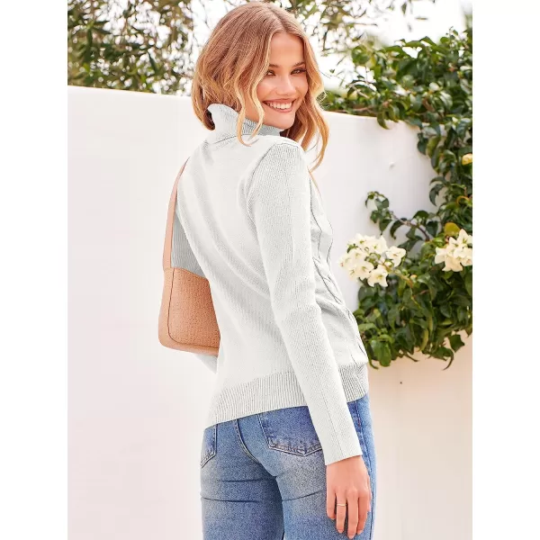imageANRABESS Womens Turtleneck Sweaters Long Sleeve Cable Knit Pullover Sweaters TopBeige