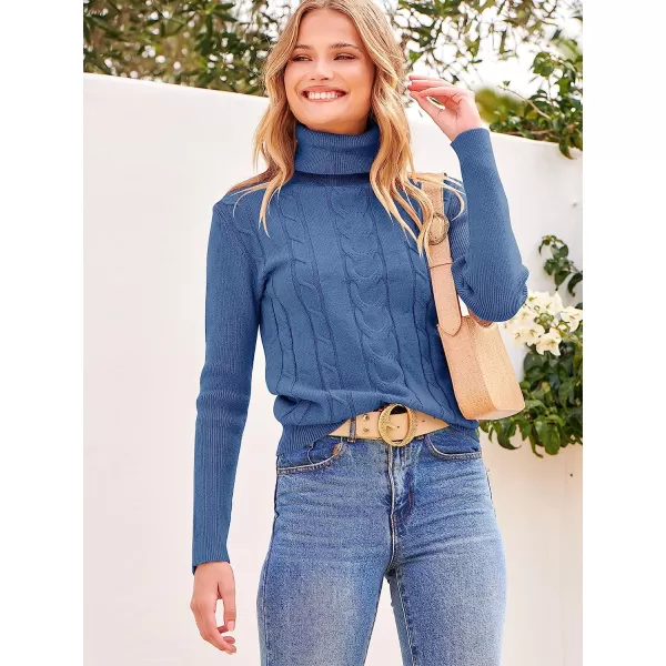 imageANRABESS Womens Turtleneck Sweaters Long Sleeve Cable Knit Pullover Sweaters TopBlue