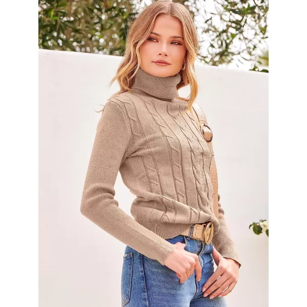 imageANRABESS Womens Turtleneck Sweaters Long Sleeve Cable Knit Pullover Sweaters TopGrey