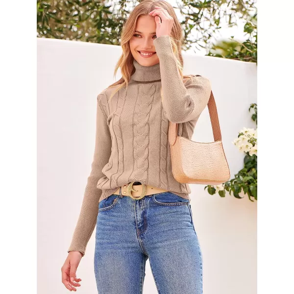 imageANRABESS Womens Turtleneck Sweaters Long Sleeve Cable Knit Pullover Sweaters TopGrey