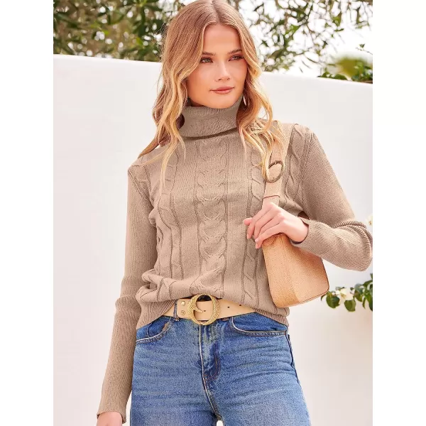 imageANRABESS Womens Turtleneck Sweaters Long Sleeve Cable Knit Pullover Sweaters TopGrey