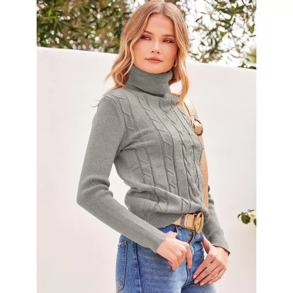 imageANRABESS Womens Turtleneck Sweaters Long Sleeve Cable Knit Pullover Sweaters TopLight Grey