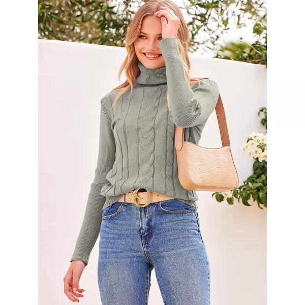 imageANRABESS Womens Turtleneck Sweaters Long Sleeve Cable Knit Pullover Sweaters TopLight Grey