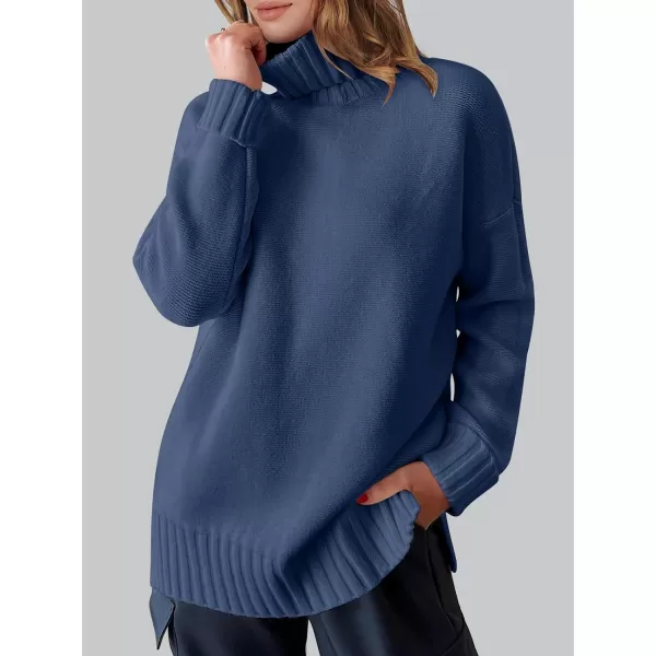 imageANRABESS Womens Turtleneck Sweaters Oversized Long Sleeve Split Hem Chunky Knit Casual Pullover Sweater Tops JumperDusty Blue