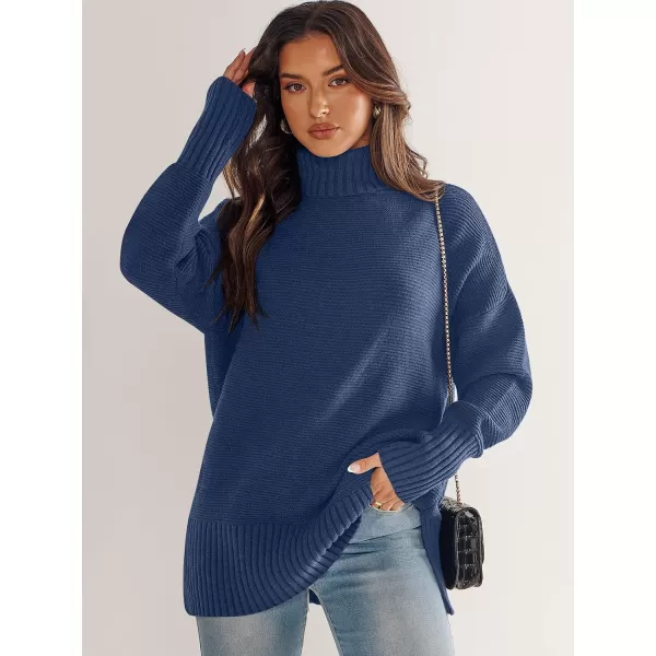 imageANRABESS Womens Turtleneck Sweaters Oversized Long Sleeve Split Hem Chunky Knit Casual Pullover Sweater Tops JumperDusty Blue
