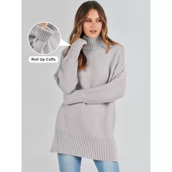 imageANRABESS Womens Turtleneck Sweaters Oversized Long Sleeve Split Hem Chunky Knit Casual Pullover Sweater Tops JumperGray