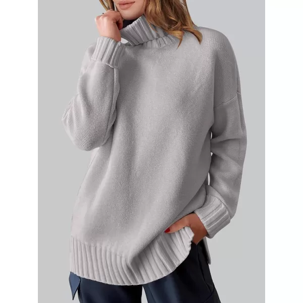 imageANRABESS Womens Turtleneck Sweaters Oversized Long Sleeve Split Hem Chunky Knit Casual Pullover Sweater Tops JumperGray