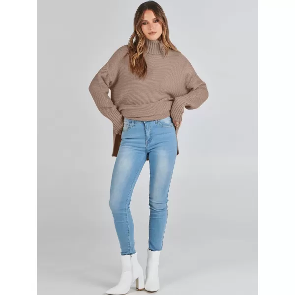 imageANRABESS Womens Turtleneck Sweaters Oversized Long Sleeve Split Hem Chunky Knit Casual Pullover Sweater Tops JumperKhaki