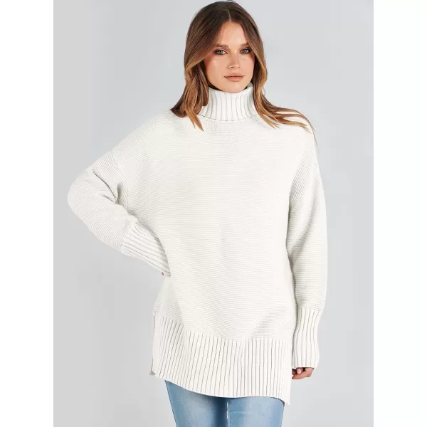 imageANRABESS Womens Turtleneck Sweaters Oversized Long Sleeve Split Hem Chunky Knit Casual Pullover Sweater Tops JumperWhite