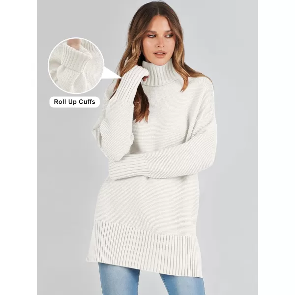 imageANRABESS Womens Turtleneck Sweaters Oversized Long Sleeve Split Hem Chunky Knit Casual Pullover Sweater Tops JumperWhite