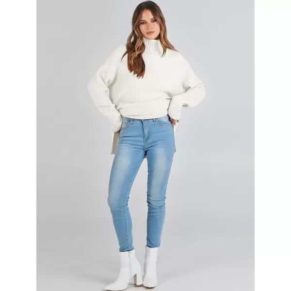 imageANRABESS Womens Turtleneck Sweaters Oversized Long Sleeve Split Hem Chunky Knit Casual Pullover Sweater Tops JumperWhite