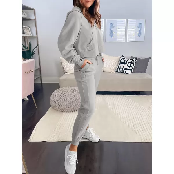 imageANRABESS Womens Two Piece Outfits Long Sleeve 2023 Fall Half Zip Sweatshirt with Jogger Pants Lounge Sets with PocketsGrey