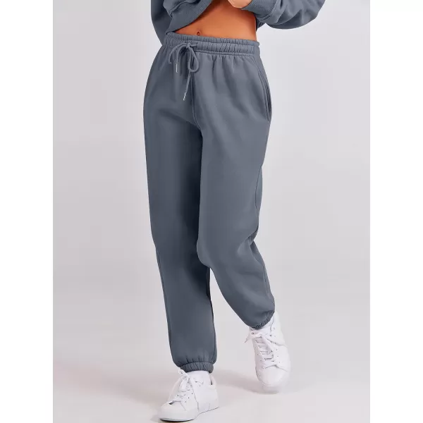 imageANRABESS Womens Two Piece Outfits Long Sleeve Crew Neck Crop Sweatsuit with Jogger Pants Lounge Sets with PocketsDark Grey