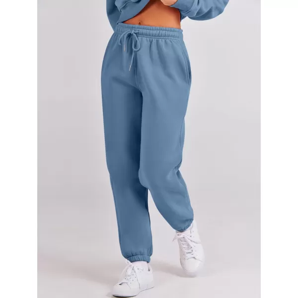imageANRABESS Womens Two Piece Outfits Long Sleeve Crew Neck Crop Sweatsuit with Jogger Pants Lounge Sets with PocketsDeep Blue