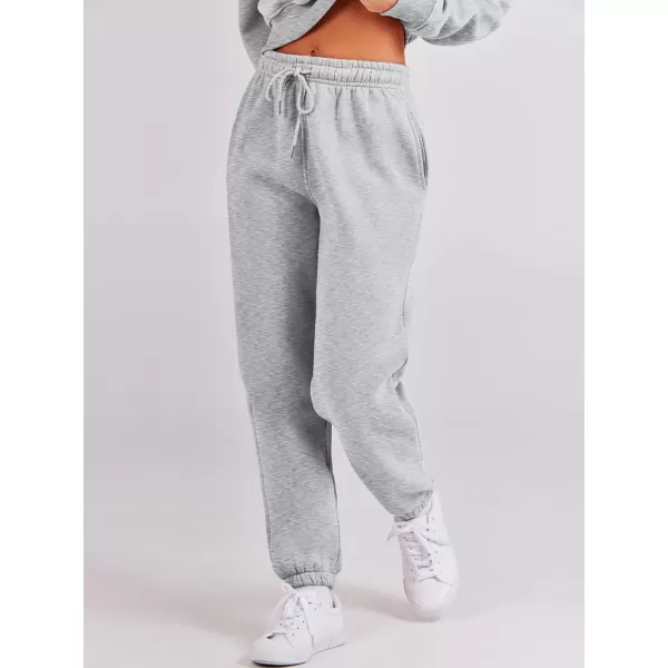 imageANRABESS Womens Two Piece Outfits Long Sleeve Crew Neck Crop Sweatsuit with Jogger Pants Lounge Sets with PocketsGrey
