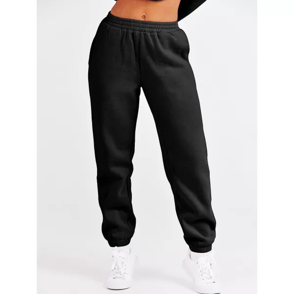 imageANRABESS Womens Two Piece Outfits Long Sleeve Crewneck Sweatsuit with Jogger Pants Lounge Sets with PocketsBlack