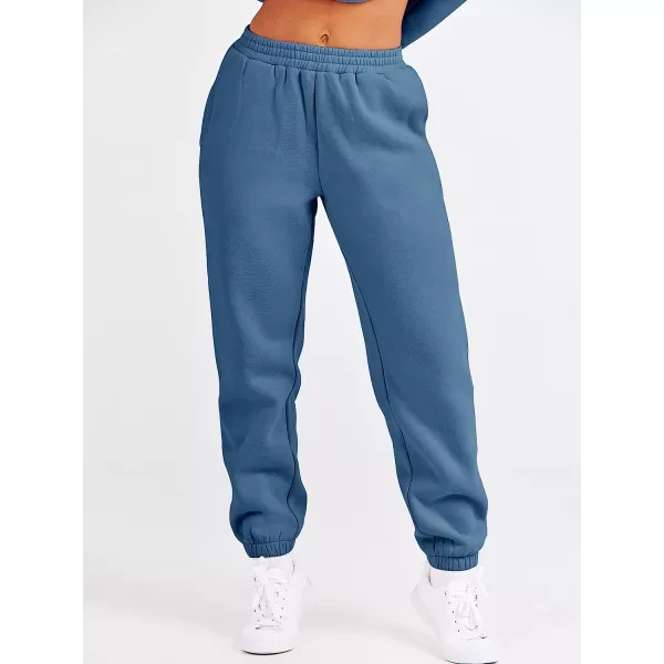 imageANRABESS Womens Two Piece Outfits Long Sleeve Crewneck Sweatsuit with Jogger Pants Lounge Sets with PocketsBlue