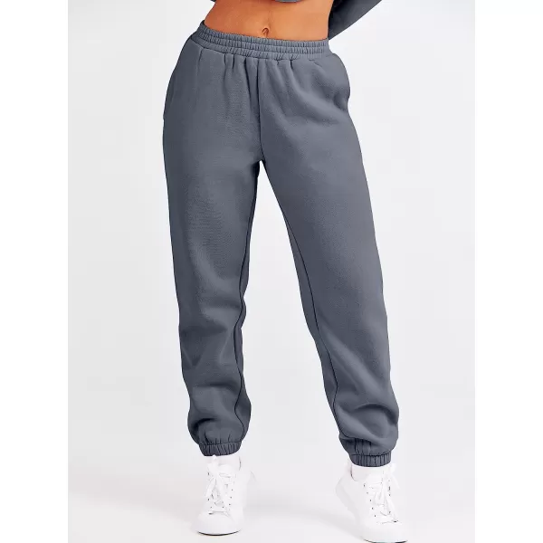 imageANRABESS Womens Two Piece Outfits Long Sleeve Crewneck Sweatsuit with Jogger Pants Lounge Sets with PocketsDark Grey