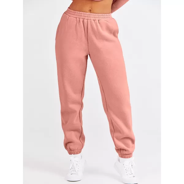 imageANRABESS Womens Two Piece Outfits Long Sleeve Crewneck Sweatsuit with Jogger Pants Lounge Sets with PocketsDark Pink