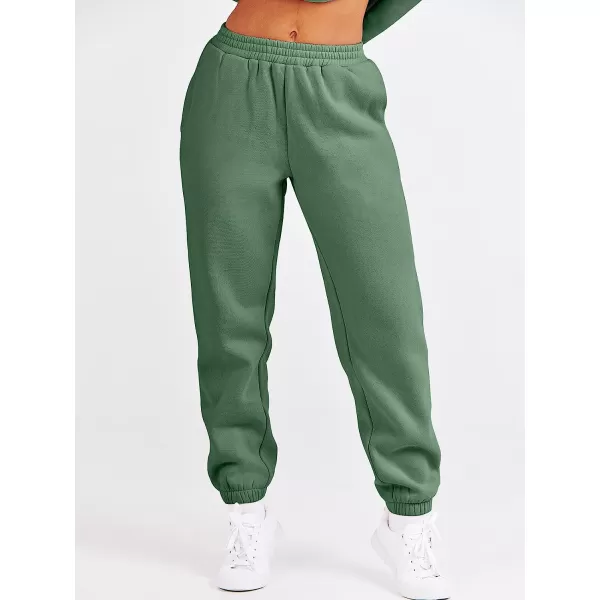 imageANRABESS Womens Two Piece Outfits Long Sleeve Crewneck Sweatsuit with Jogger Pants Lounge Sets with PocketsGreen