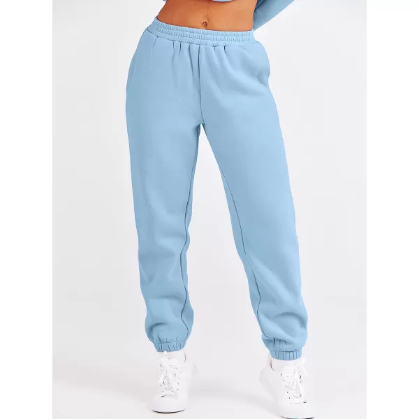 imageANRABESS Womens Two Piece Outfits Long Sleeve Crewneck Sweatsuit with Jogger Pants Lounge Sets with PocketsSky