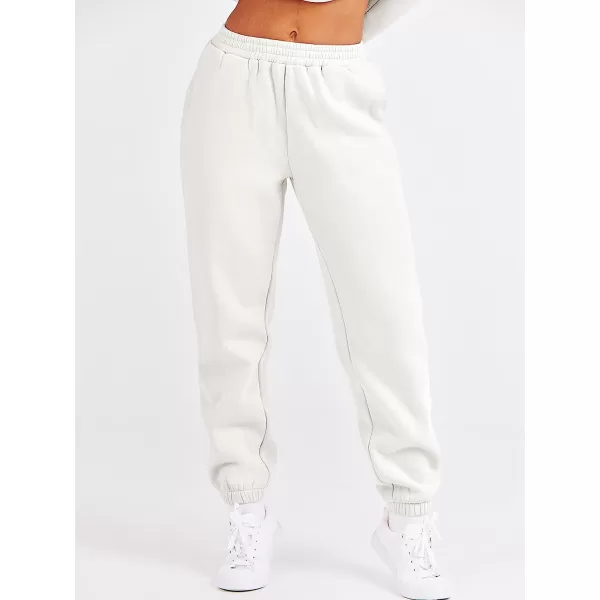 imageANRABESS Womens Two Piece Outfits Long Sleeve Crewneck Sweatsuit with Jogger Pants Lounge Sets with PocketsWhite