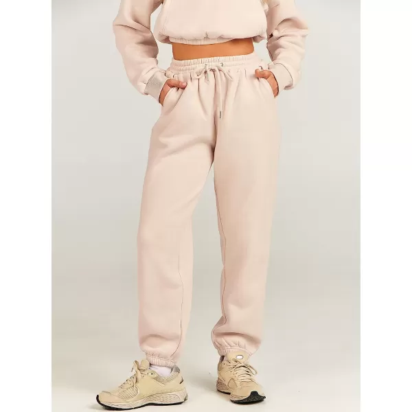 imageANRABESS Womens Two Piece Outfits Long Sleeve Half Zip Crop Sweatsuit with Jogger Pants Lounge Sets with PocketsApricot