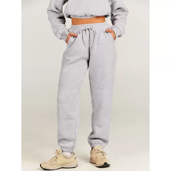 imageANRABESS Womens Two Piece Outfits Long Sleeve Half Zip Crop Sweatsuit with Jogger Pants Lounge Sets with PocketsGery