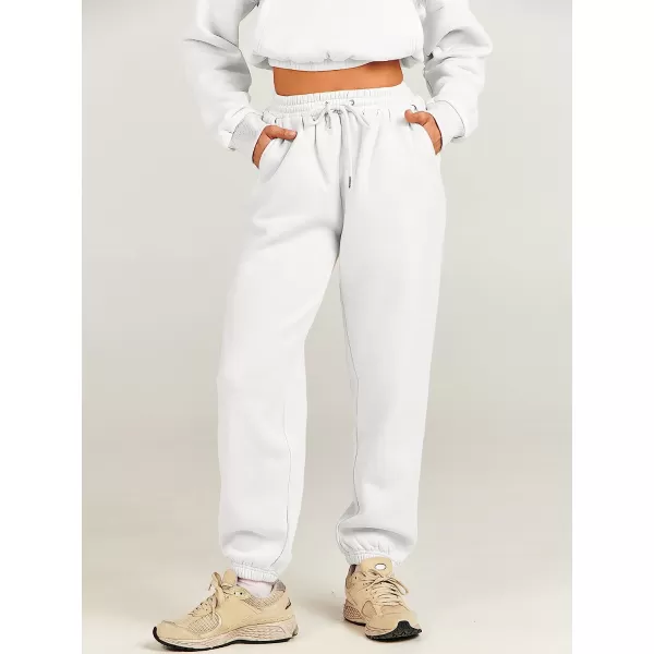 imageANRABESS Womens Two Piece Outfits Long Sleeve Half Zip Crop Sweatsuit with Jogger Pants Lounge Sets with PocketsWhite