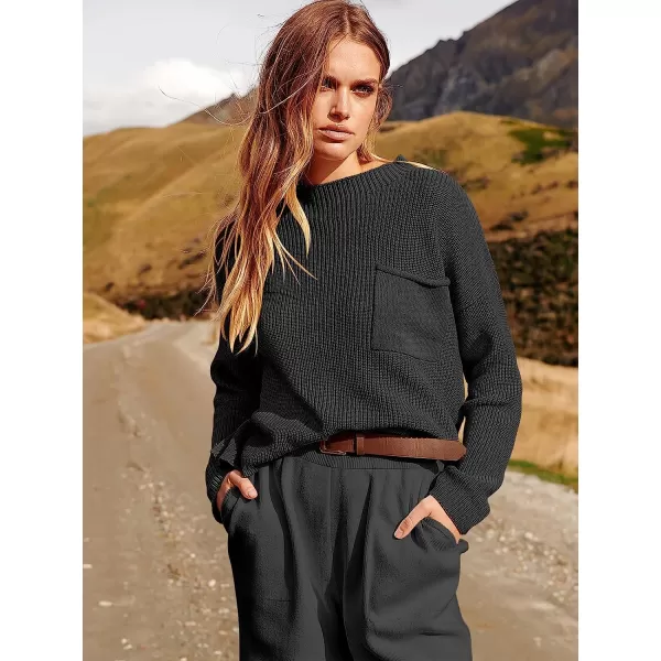 imageANRABESS Womens Two Piece Outfits Long Sleeve Knit Top Fall Sweater Set Oversized Pants Tracksuit Lounge SetsBlack