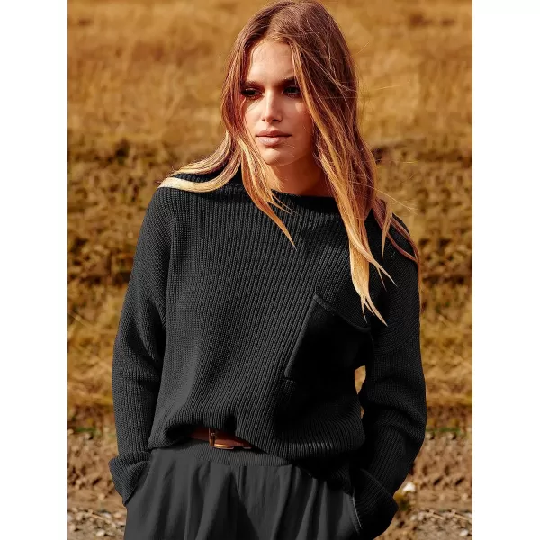 imageANRABESS Womens Two Piece Outfits Long Sleeve Knit Top Fall Sweater Set Oversized Pants Tracksuit Lounge SetsBlack