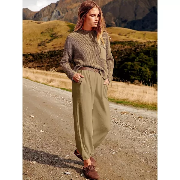imageANRABESS Womens Two Piece Outfits Long Sleeve Knit Top Fall Sweater Set Oversized Pants Tracksuit Lounge SetsBrown