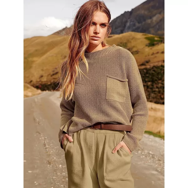 imageANRABESS Womens Two Piece Outfits Long Sleeve Knit Top Fall Sweater Set Oversized Pants Tracksuit Lounge SetsBrown