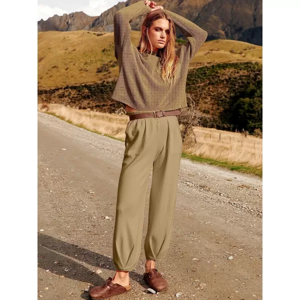 imageANRABESS Womens Two Piece Outfits Long Sleeve Knit Top Fall Sweater Set Oversized Pants Tracksuit Lounge SetsBrown