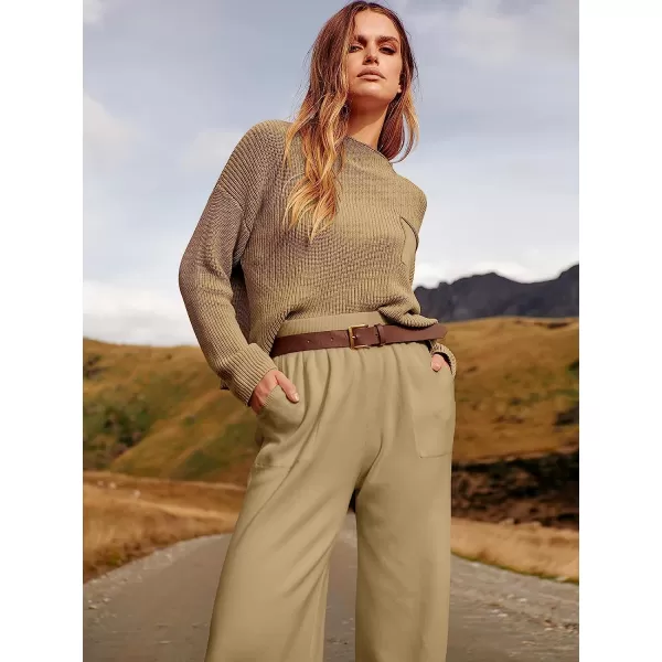 imageANRABESS Womens Two Piece Outfits Long Sleeve Knit Top Fall Sweater Set Oversized Pants Tracksuit Lounge SetsBrown