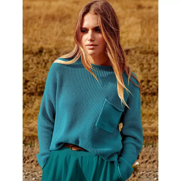 imageANRABESS Womens Two Piece Outfits Long Sleeve Knit Top Fall Sweater Set Oversized Pants Tracksuit Lounge SetsDeep Green