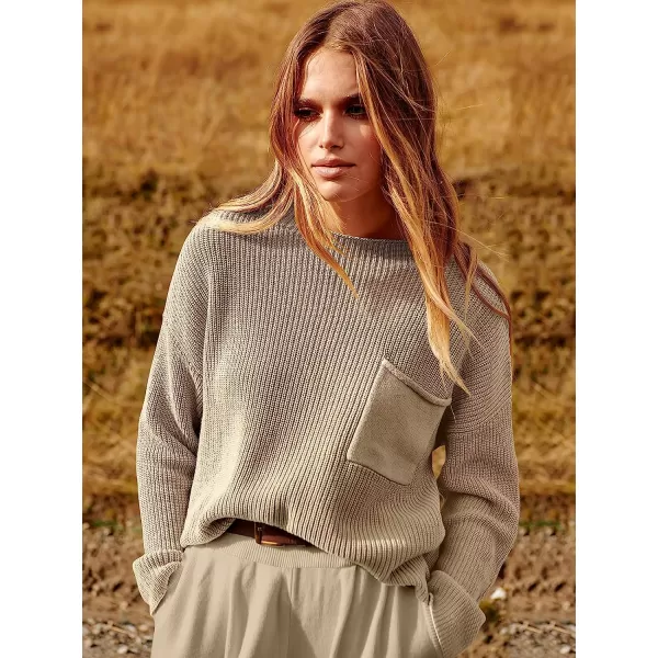 imageANRABESS Womens Two Piece Outfits Long Sleeve Knit Top Fall Sweater Set Oversized Pants Tracksuit Lounge SetsKhaki