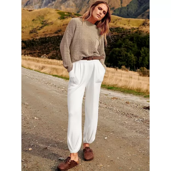imageANRABESS Womens Two Piece Outfits Long Sleeve Knit Top Fall Sweater Set Oversized Pants Tracksuit Lounge SetsKhaki White