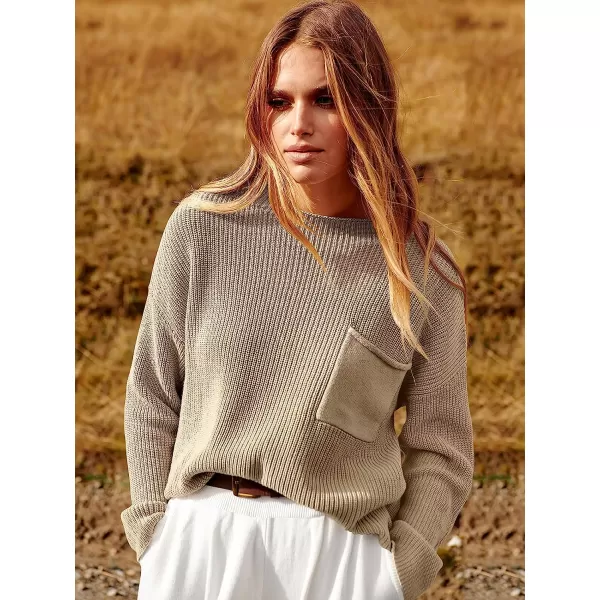 imageANRABESS Womens Two Piece Outfits Long Sleeve Knit Top Fall Sweater Set Oversized Pants Tracksuit Lounge SetsKhaki White