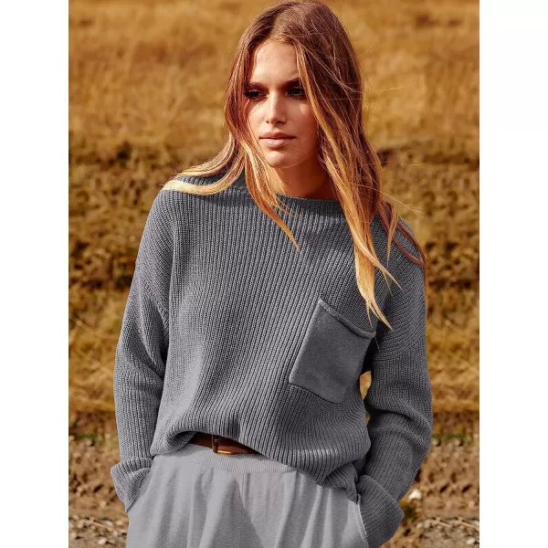 imageANRABESS Womens Two Piece Outfits Long Sleeve Knit Top Fall Sweater Set Oversized Pants Tracksuit Lounge SetsLight Grey