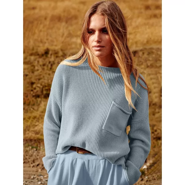 imageANRABESS Womens Two Piece Outfits Long Sleeve Knit Top Fall Sweater Set Oversized Pants Tracksuit Lounge SetsSky