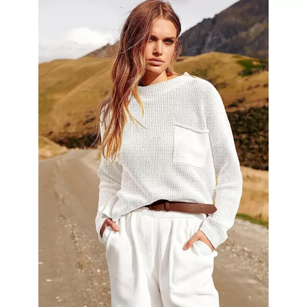 imageANRABESS Womens Two Piece Outfits Long Sleeve Knit Top Fall Sweater Set Oversized Pants Tracksuit Lounge SetsWhite