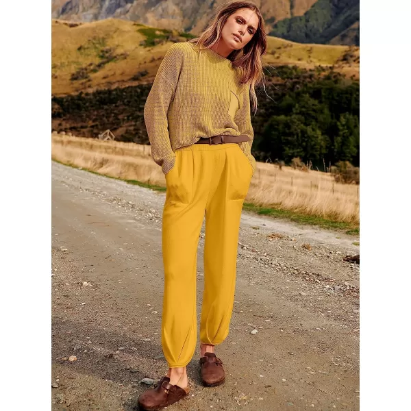 imageANRABESS Womens Two Piece Outfits Long Sleeve Knit Top Fall Sweater Set Oversized Pants Tracksuit Lounge SetsYellow