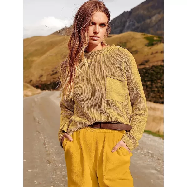 imageANRABESS Womens Two Piece Outfits Long Sleeve Knit Top Fall Sweater Set Oversized Pants Tracksuit Lounge SetsYellow