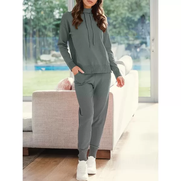 imageANRABESS Womens Two Piece Outfits Long Sleeve Turtleneck Pullover Top amp Drawstring Pants Sweatsuit Lounge SetGray