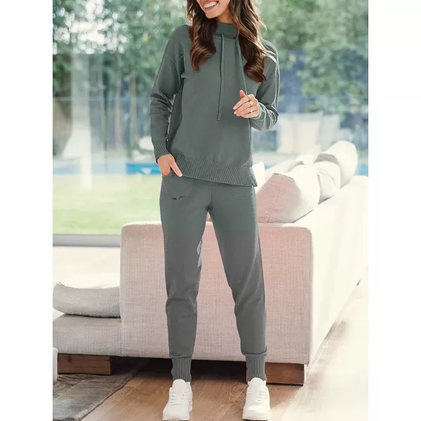 imageANRABESS Womens Two Piece Outfits Long Sleeve Turtleneck Pullover Top amp Drawstring Pants Sweatsuit Lounge SetGray