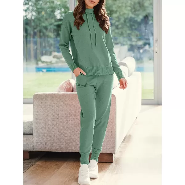 imageANRABESS Womens Two Piece Outfits Long Sleeve Turtleneck Pullover Top amp Drawstring Pants Sweatsuit Lounge SetGraygreen