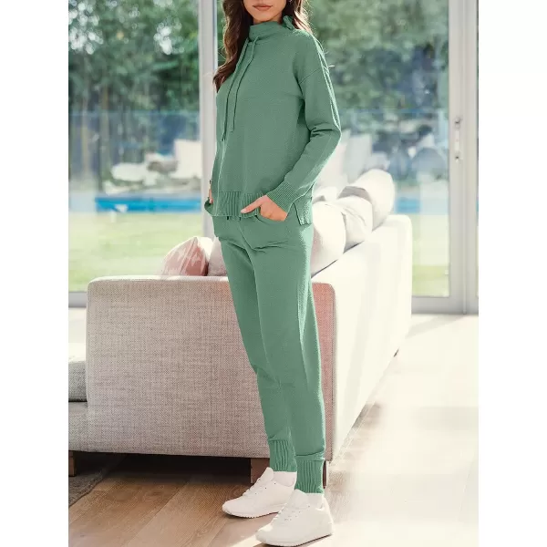 imageANRABESS Womens Two Piece Outfits Long Sleeve Turtleneck Pullover Top amp Drawstring Pants Sweatsuit Lounge SetGraygreen