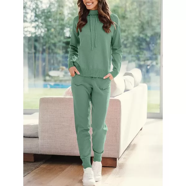imageANRABESS Womens Two Piece Outfits Long Sleeve Turtleneck Pullover Top amp Drawstring Pants Sweatsuit Lounge SetGraygreen