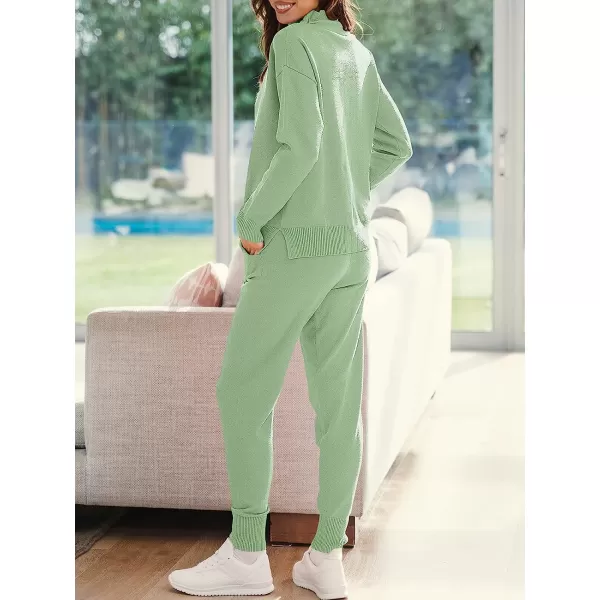 imageANRABESS Womens Two Piece Outfits Long Sleeve Turtleneck Pullover Top amp Drawstring Pants Sweatsuit Lounge SetMint